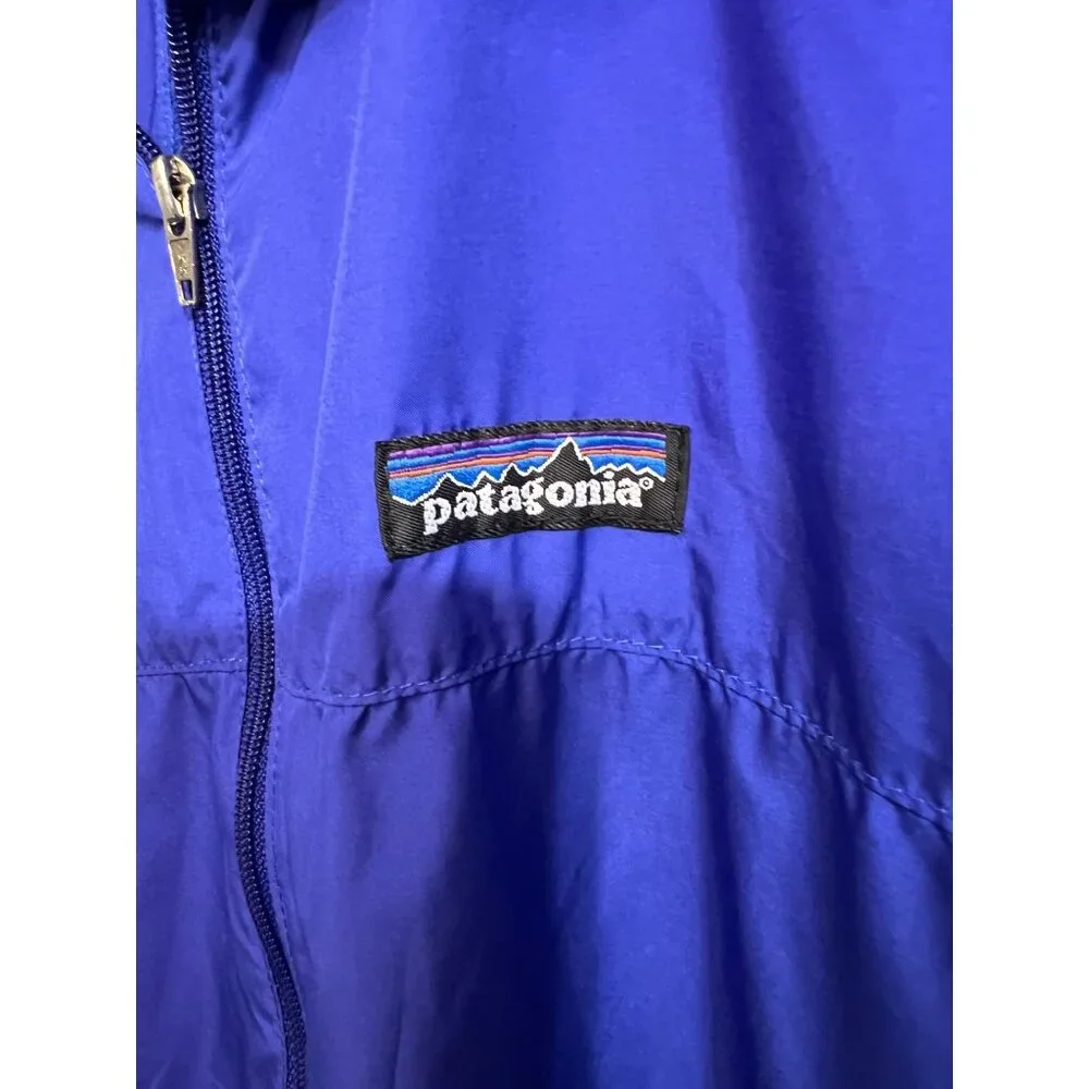 Patagonia Mens Blue Pullover Jacket With Black Collar Lightweight Half-Zip Size